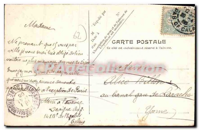 Old Postcard Calais Hotel Post el Telegraphs