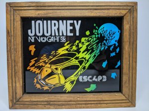 1980s Journey Escape Colored Glass Print Wood Frame Vtg Beetle Wall Rock E3