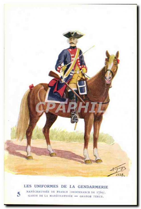 Old Postcard The uniforms of the gendarmerie MArechausee Guard Raiments 1769 ...