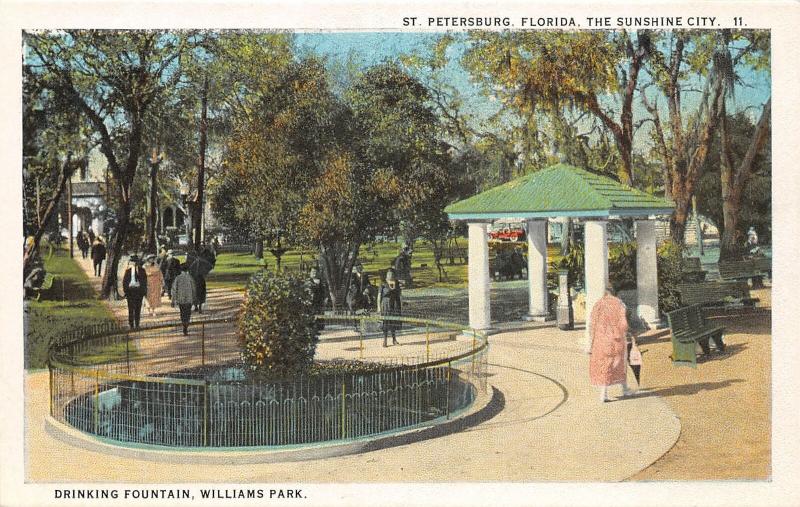 F29/ St Petersburg Florida Postcard c1915 Drinking Fountain Williams Park