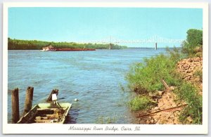 Vintage Mississippi River Bridge Cairo IL Postcard by L.D. Thompson