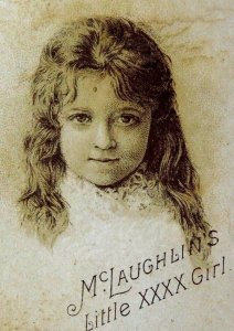 1870's-80's McLaughlin's Little Girl XXXX Cute Roasted Coffee, Victorian Card F4