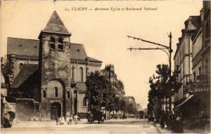 CPA CLICHY Ancienne Eglise et Boulevard National (1322997)
