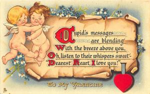 Valentines Day Cupid's Frolic Poem Raphael Tuck #203 3 Postcard