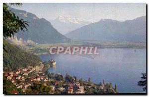 Modern Postcard Territet Le Chateau De Chillon and Les Dents Du Midi