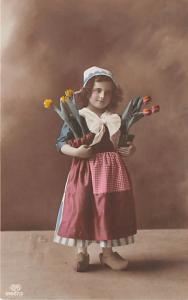 Dutch girl with flowers Child, People Photo 1914 