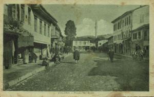 albania, VALONA VLORË VLORA, Piazza del Bazar, Mosque (1920s) Postcard