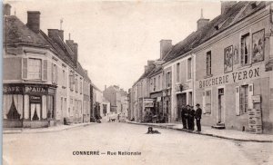 1900s Boucherie Veron Rue Nationale Connerre France Postcard