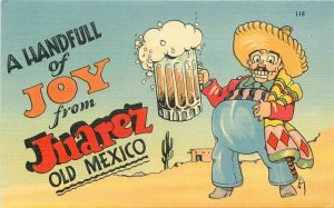 Old Mexico Juarez 1940s beer drinking artist Sandoval Postcard 22-4893