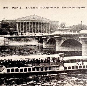 Paris France Chamber Of Deputies Concord River Boat Kub 1910s Postcard PCBG12A