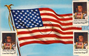 Chief Joseph, First Day of Issue on US Flag, 1968, Old Postcard