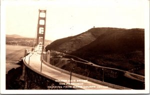 Golden State Bridge San Francisco Entering from Marin Country RPPC PC13