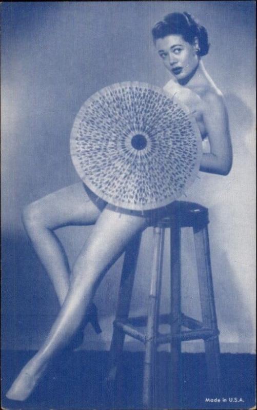 Sexy Burlesque Showgirl Semi-Nude 1920s-30s Arcade Exhibit Card Blue Tint #6