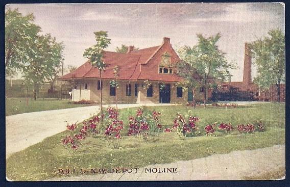 DRI & NW Railroad Depot Building Moline Il Unused c1910s