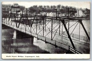 Sixth Street Bridge  Logansport Indiana  Postcard  1912
