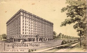 Postcard Fairgrounds Hotel Natural Bridge Rd at Spring in St. Louis, Missouri