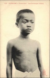 Cambodia Cambodge Phnom Penh Boy c1910 Postcard