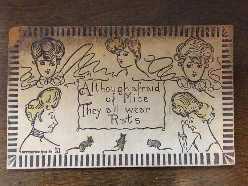 Leather Postcard Ladies Although Afraid of Mice, They All Wear Rats hairstyle d9