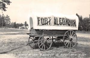 C56/ St Ignace Michigan Mi Real Photo RPPC Postcard 1948 Fort Algonquin Wagon