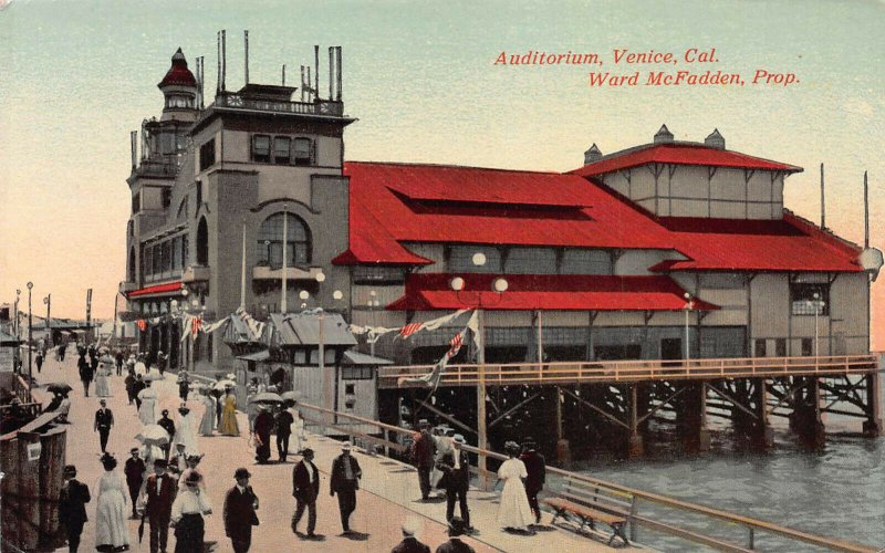 Auditorium, Venice, California, (Ward McFadden Prop.) early postcard, unused