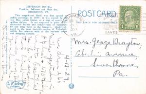 RICHMOND VIRGINIA JEFFERSON HOTEL LOT OF 3 POSTCARDS 1920-40s