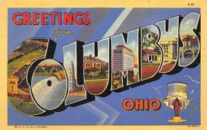 Greetings from Columbus, Ohio Large Letter 1948 