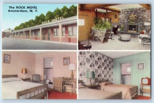 Amsterdam New York NY Postcard Rock Motel Mohawk Valley Multi View c1940 Vintage