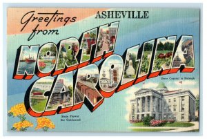 1943 Greetings from Asheville, North Carolina NC Vintage Posted Postcard