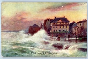 Kent England Postcard The Parade High Tide Deal 1907 C.W. Faulkner & Co.