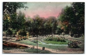 1913 Lily Pond, Winona Lake, IN Hand-Colored Postcard *6S(5)7