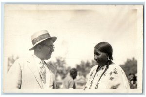 Torrington Wyoming WY RPPC Photo Postcard Native and Suited American Man 1943