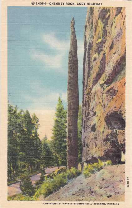 Chimney Rock on Cody Highway Near Yellowstone National Park WY, Wyoming - Linen