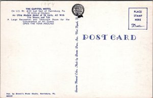 Postcard The Capitol Motel Harrisburg PA