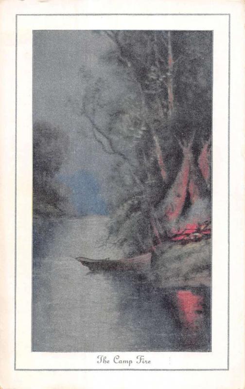 Group Of 6 Gibson Metallic Scenic Forest Scenes Boat Antique Postcards K20627