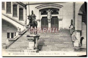 Old Postcard Pierrefonds Chateau La Inner Court and L & # 39Escalier Knight H...