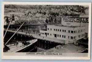 British Columbia Canada Postcard General Offices Ocean Falls c1920's RPPC Photo