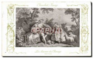 Postcard Old Advertisement Fancy Chocolate Vinay grove of Loves Sheep Lancret