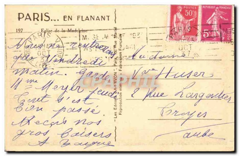 Paris - 8 - Madeleine Church Old Postcard