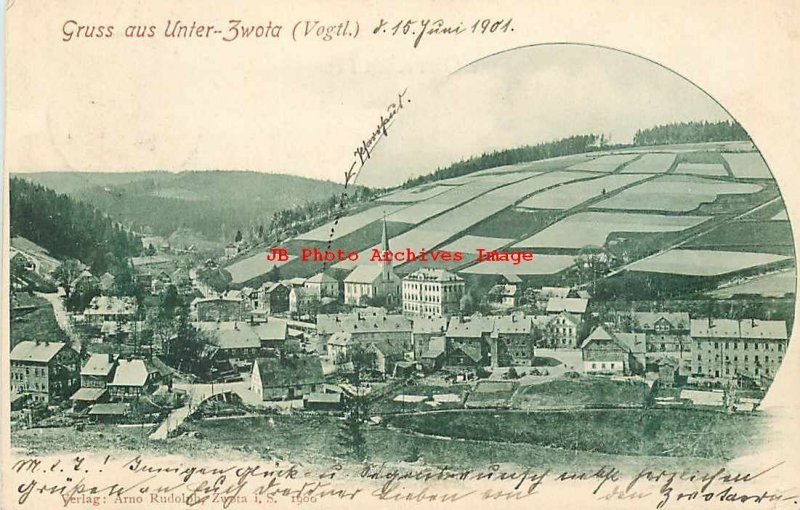 Germany, Saxony, Gruss aus Zwota, Panorama View, 1901 PM, Arno Rudolph