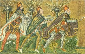 Ravenna Italy, S. Apollinaris The Three Magi Mosaic Chrome Postcard Unused