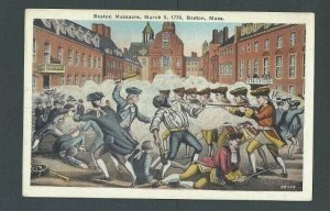 Ca 1910 Post Card Boston Massacre March 5 1770