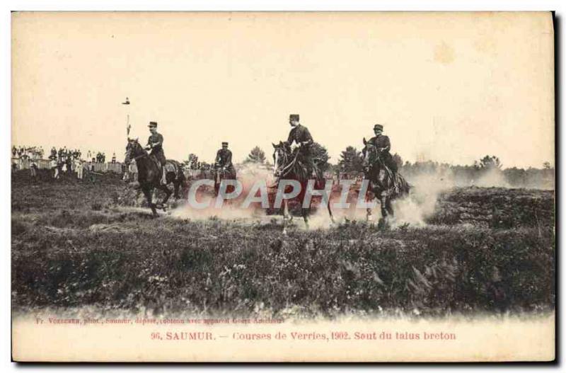Old Postcard Saumur Horse Equestrian Jumping Racing Verriès Breton slope