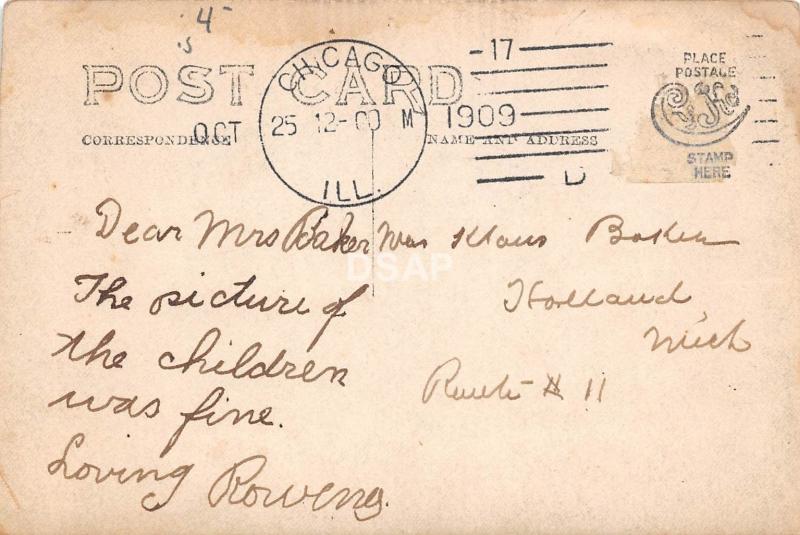 B90/ Chicago Illinois Il Real Photo RPPC Postcard 1909 Park Pavilion People