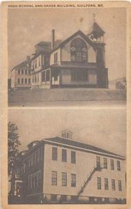 GUILDFORD MAINE HIGH SCHOOL AND GRADE BUILDING MULTI PHOTO POSTCARD c1910s