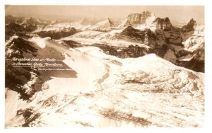Aerial View of Canadian Rocky Mountain Peaks Black and White RPPC Postcard