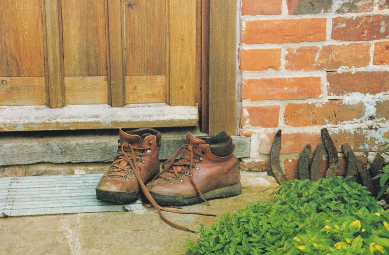 Saxlingham Holt Leather Shoes On Doorstep Rare Norfolk Postcard