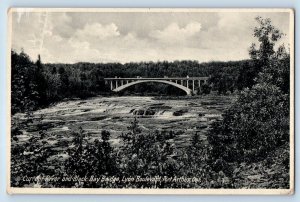 Port Arthur Ontario Canada Postcard Current River And Black Bay Bridge c1930's