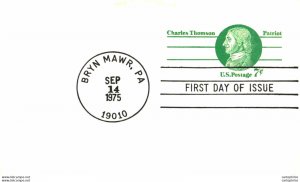 US Postal Stationery Charles Thomson 7c Brun Mawar PA 19075 cds