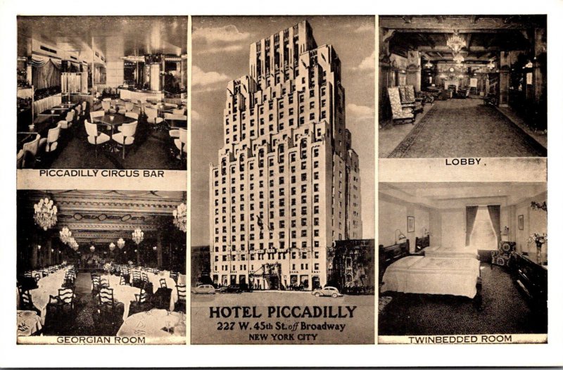New York City Hotel Piccadilly Lobby Circus Bar Georgian Room & Twin Bedded Room
