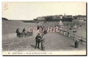 Postcard Old St Malo View to the City taking the Mole